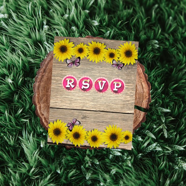 Sunflower Pink Butterfly Baby Shower RSVP (Creator Uploaded)