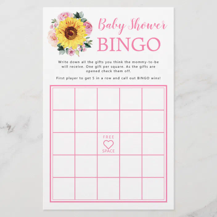 Word Scramble Faux Wood and Sunflowers Baby Shower Game 