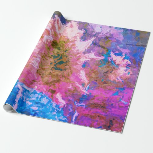 Sunflower Pink Purple Blue Watercolor Floral Art Wrapping Paper