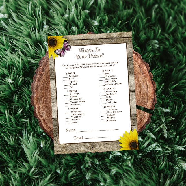 Sunflower Pink What's In Your Purse Baby Shower Invitation (Creator Uploaded)