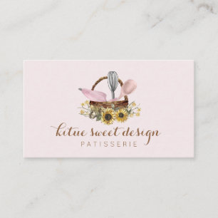 Sunflower Pink Whisk Spoon Pastry Bag Chef Bakery Business Card