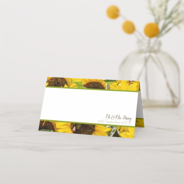 Sunflower Place Card | Zazzle