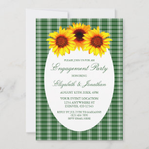 Sunflower Plaid Engagement Party Invitation