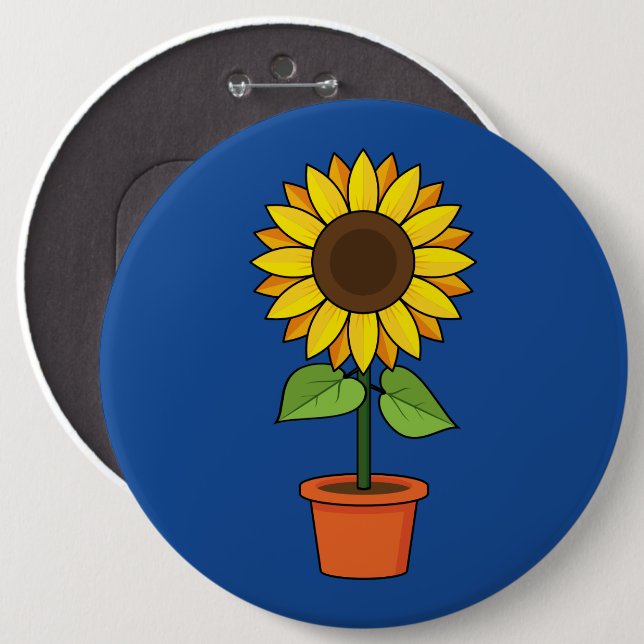 Sunflower Plant in a Pot Button (Front & Back)