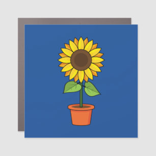 Sunflower Plant in a Pot Car Magnet