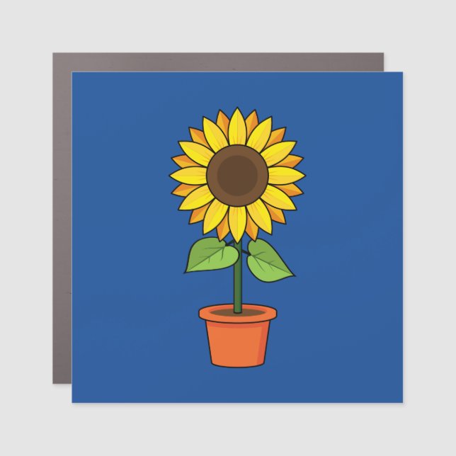 Sunflower Plant in a Pot Car Magnet (Front)