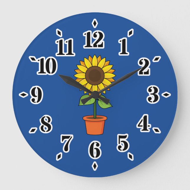 Sunflower Plant in a Pot Large Clock (Front)