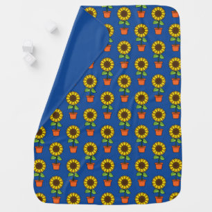 Sunflower Plant in a Pot Pattern Baby Blanket