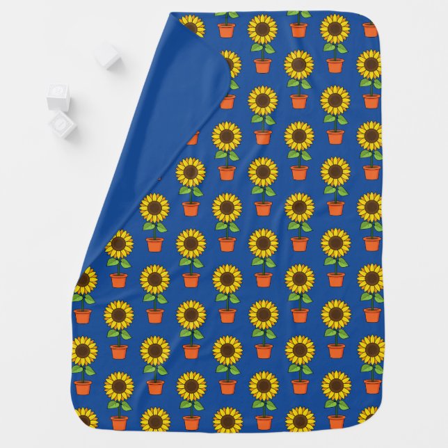 Sunflower Plant in a Pot Pattern Baby Blanket (In Situ)
