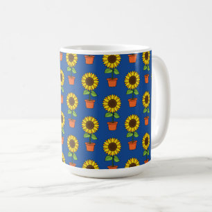 Sunflower Plant in a Pot Pattern Coffee Mug