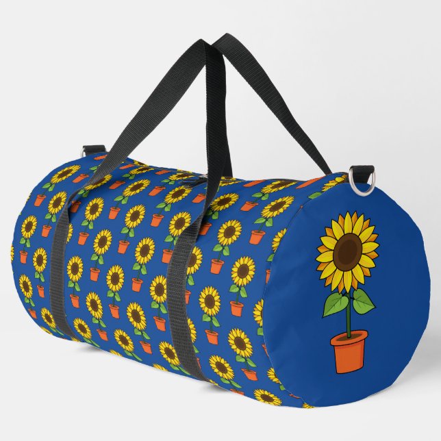 Sunflower Plant in a Pot Pattern Duffle Bag (Left Corner)