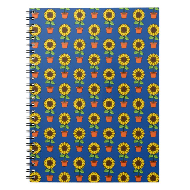 Sunflower Plant in a Pot Pattern Notebook (Front)