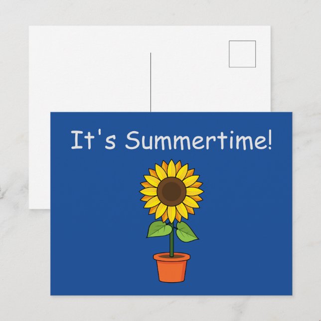 Sunflower Plant in a Pot Personalize Holiday Postcard (Front/Back)