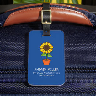 Sunflower Plant in a Pot Personalize Luggage Tag