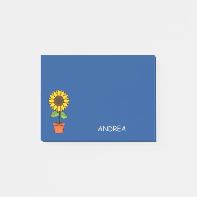 Sunflower Plant in a Pot Personalize Post-it Notes (Front)