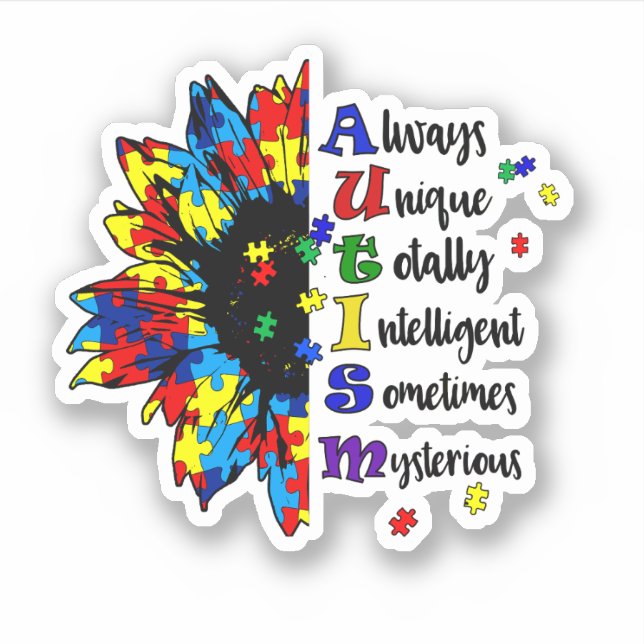 Sunflower Plant Lover, ABA Therapist, ADHD Sticker (Front)