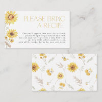 Sunflower Please Bring A Recipe Enclosure Card