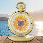 Sunflower Pocket Watch<br><div class="desc">This floral pocket watch is decorated with a yellow watercolor sunflower.
Original Watercolor © Michele Davies.</div>