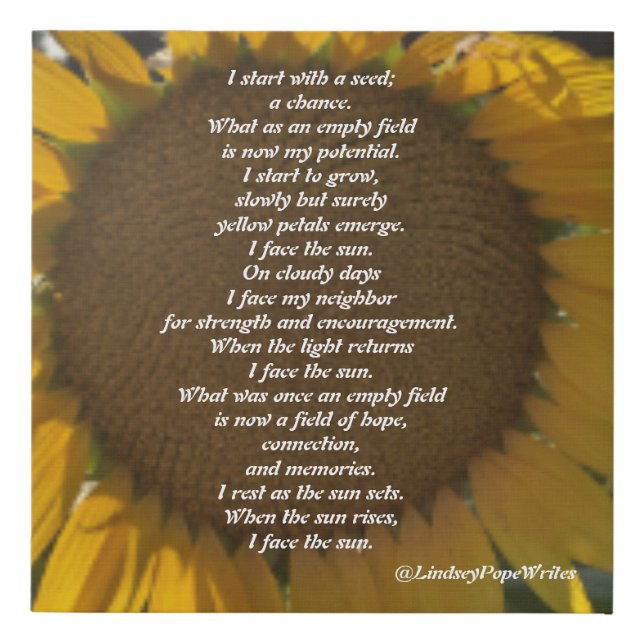 Sunflower Poem Canvas Print (Front)