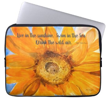 Sunflower Poetry L Watercolor Laptop Sleeve by KariAnapol at Zazzle