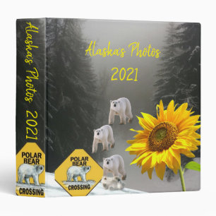 Sunflower Polar Bear Floral Avery Binder