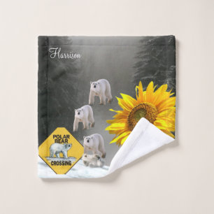 Sunflower Polar Bear Floral Towel Sets