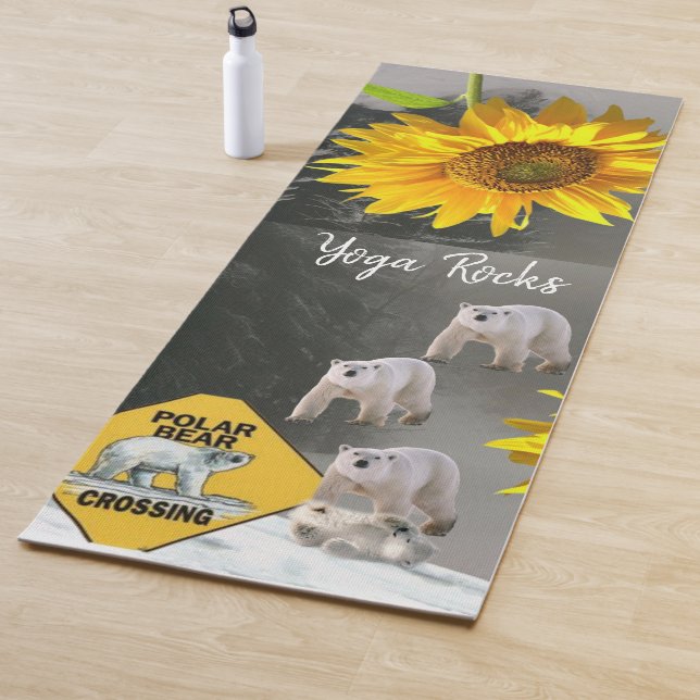 Sunflower Polar Bear Floral Yoga Mat (In Situ)
