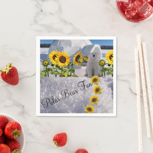 Sunflower Polar Bear Paper Napkins