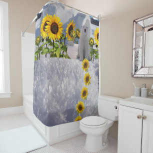 Sunflower Polar Bear Shower Curtain