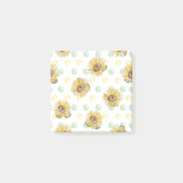 Sunflower Polka Dot Sticky Notes (Front)