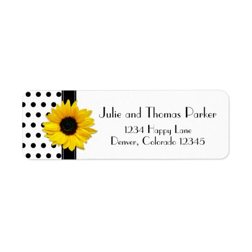 Sunflower Polka Dot Wedding Return Address Label