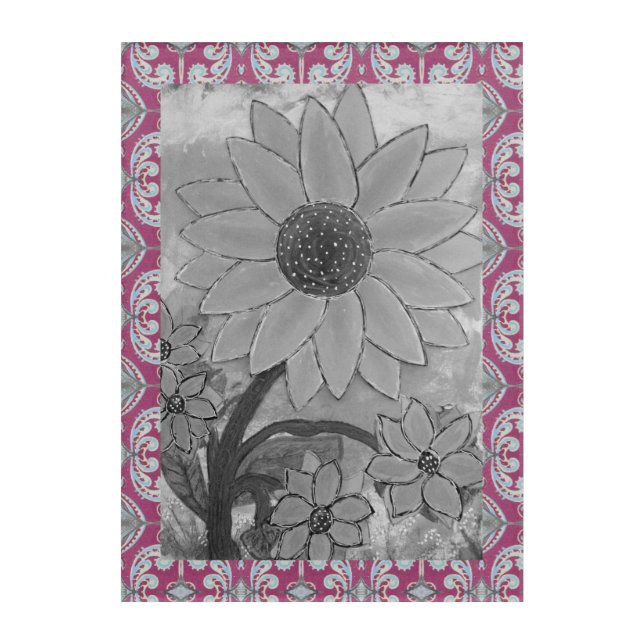 Sunflower Polkadot Center Acrylic Print (Front)
