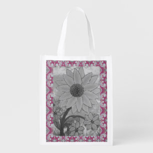 Sunflower Polkadot Center Grocery Bag
