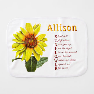 Sunflower Positive Encouragement Burp Cloth