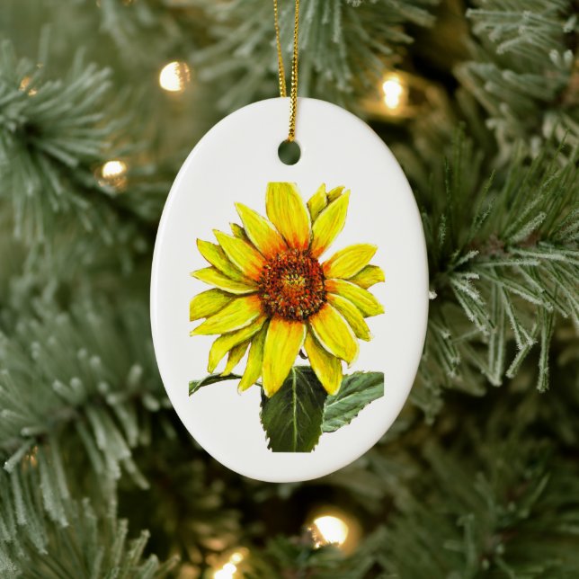 Sunflower Positive Encouragement Ceramic Ornament (Tree)