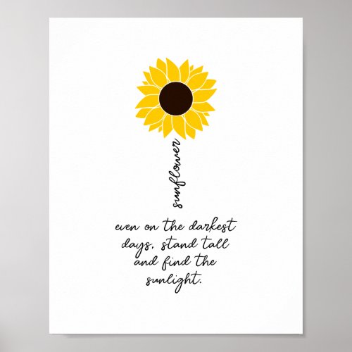 Sunflower Positive Quotes Inspirational Motivation Poster