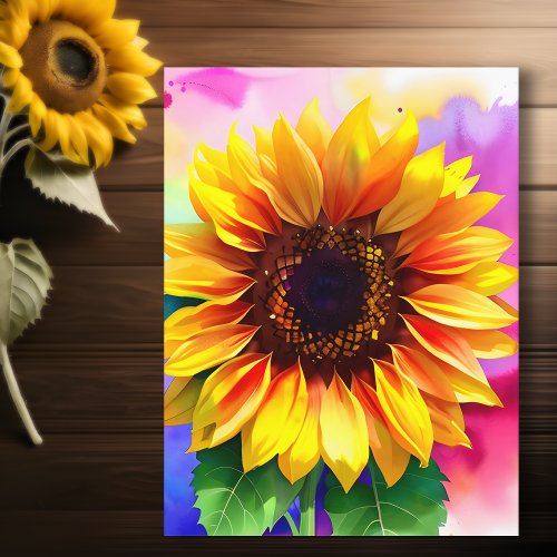 Sunflower Postcard _ Vibrant Floral Art _ Summer