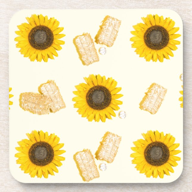 sunflower power beverage coaster (Front)