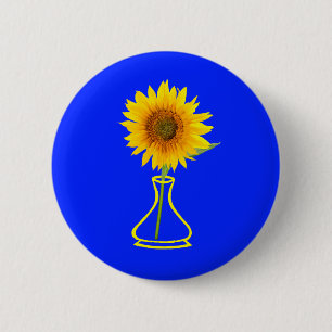 Sunflower Power Sunflower and Vase Button