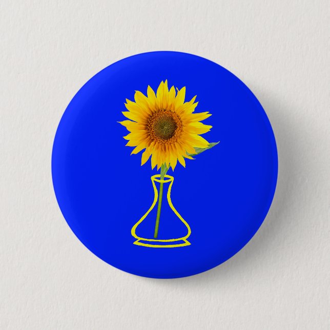 Sunflower Power Sunflower and Vase Button (Front)