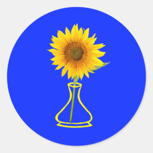 Sunflower Power Sunflower and Vase Classic Round Sticker