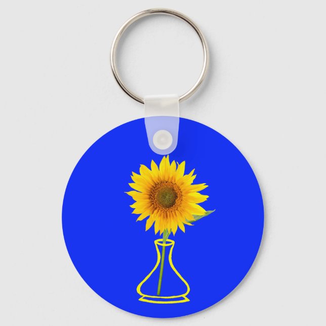 Sunflower Power Sunflower and Vase Keychain (Front)