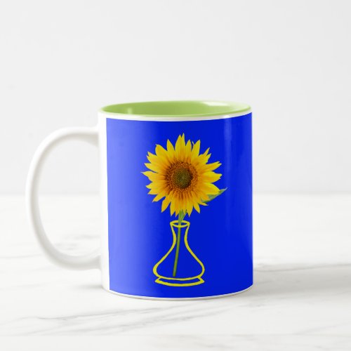 Sunflower Power Sunflower and Vase Two_Tone Coffee Mug