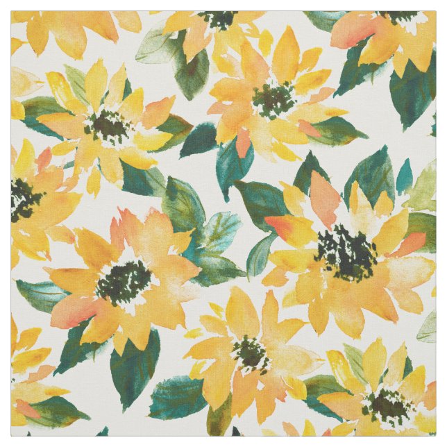 SUNFLOWER POWER Yellow Floral Fabric (Swatch)