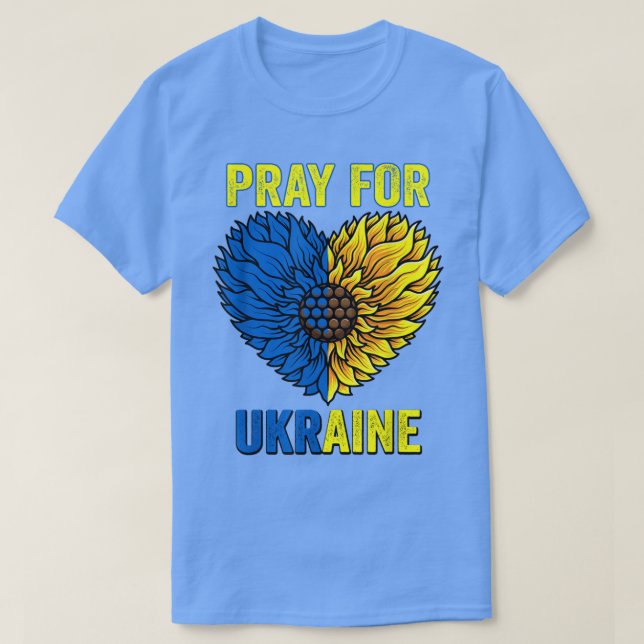 Sunflower Pray for Ukraine Flag Stand With Ukraine T-Shirt (Design Front)
