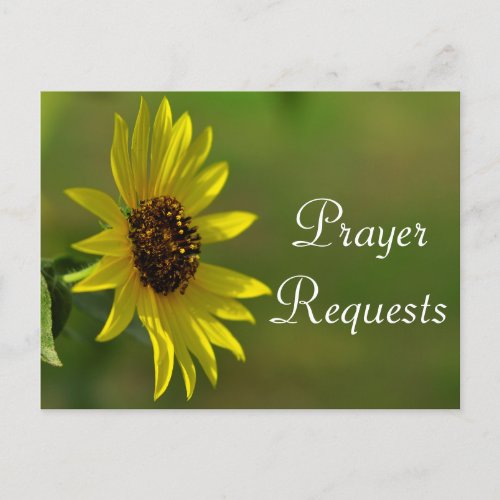 Sunflower Prayer Request Card