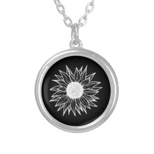 Sunflower Pretty flower multi-colored wildflowerSu Silver Plated Necklace