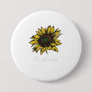 Sunflower Print Great Summer Gift For Sunflo Button