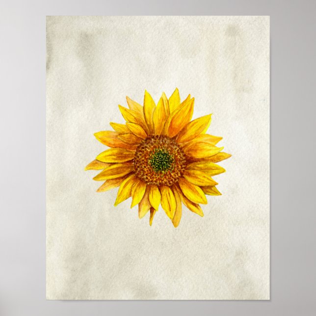Sunflower print. Rustic wall art. Country flower Poster (Front)