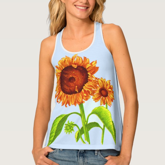 sunflower print tank top (Front)